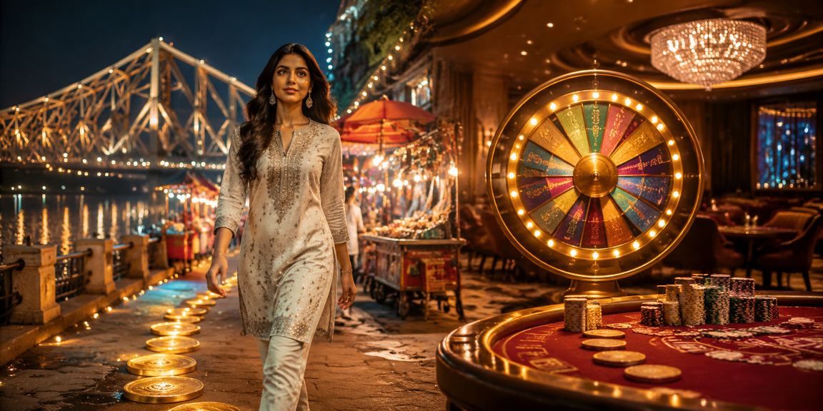 Evening casino entertainment near Howrah Bridge in Kolkata